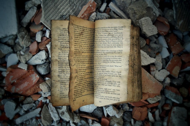 Close-up of abandoned book on ground