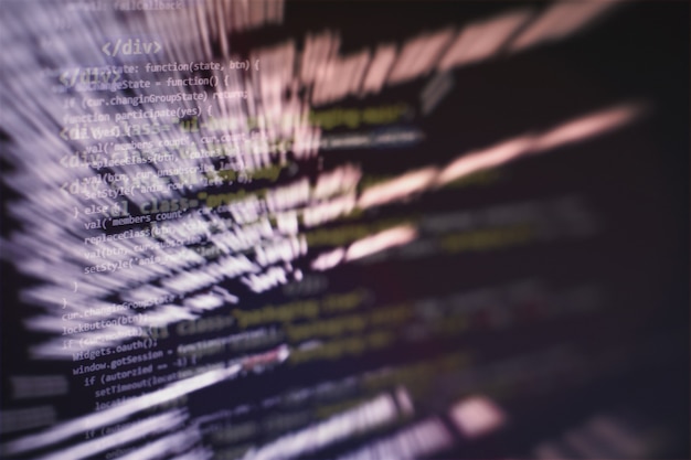 closeup developing programming and coding technologies. developer working on web sites codes in office.