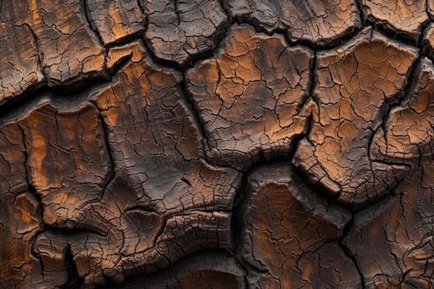 Closeup of dry cracked earth showcasing detailed rugged texture