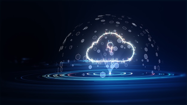 cloud computing and big data concept. 5g connectivity of digital data and futuristic information. abstract hi-speed internet of things iot  big data cloud computing. 3d rendering.