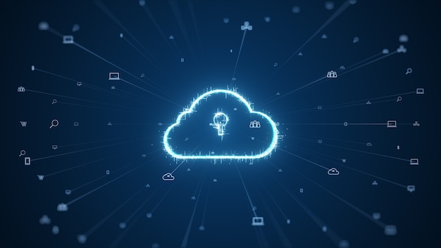 Cloud computing and Big data concept. 5G connectivity of digital data and futuristic information. Abstract hi-speed internet of things IOT  big data cloud computing.