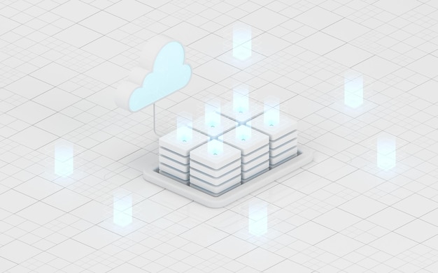 Cloud computing and information devices 3d rendering