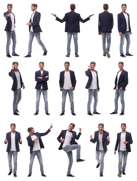 Collage of photos of a successful young man