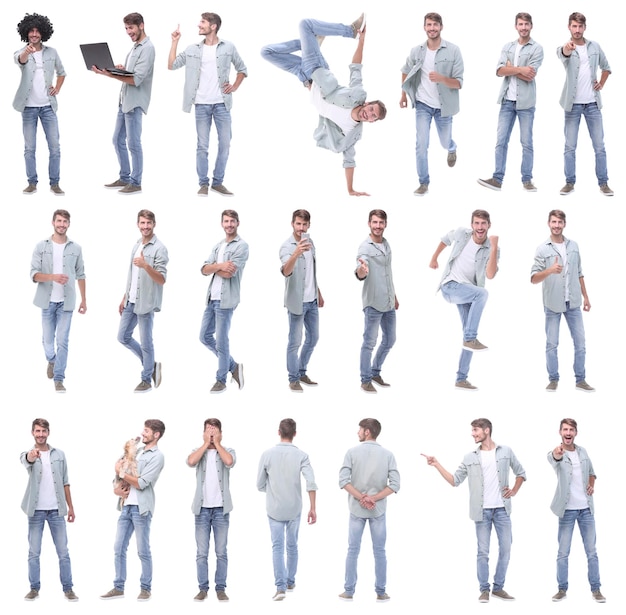 collage of portraits of modern cheerful guy