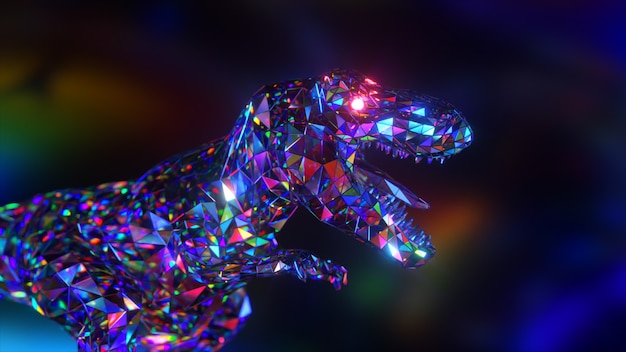 collection of diamond animals roaring dinosaur nature and animals concept low poly d illustration