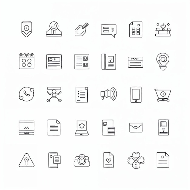 Collection of thin line icons for web design and development