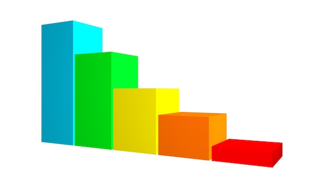 colored columns growth chart business project sales report 3d rendering