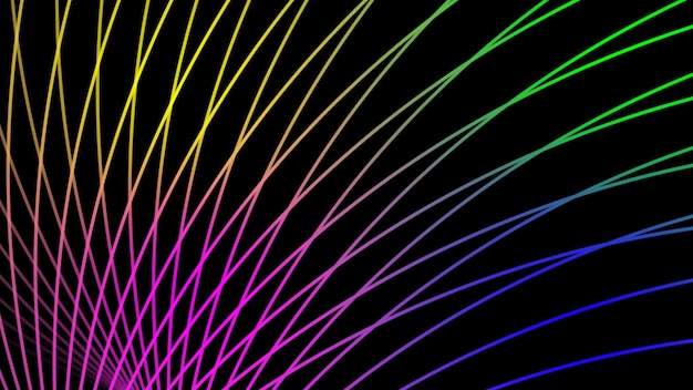 Colorful abstract light rays on a black background