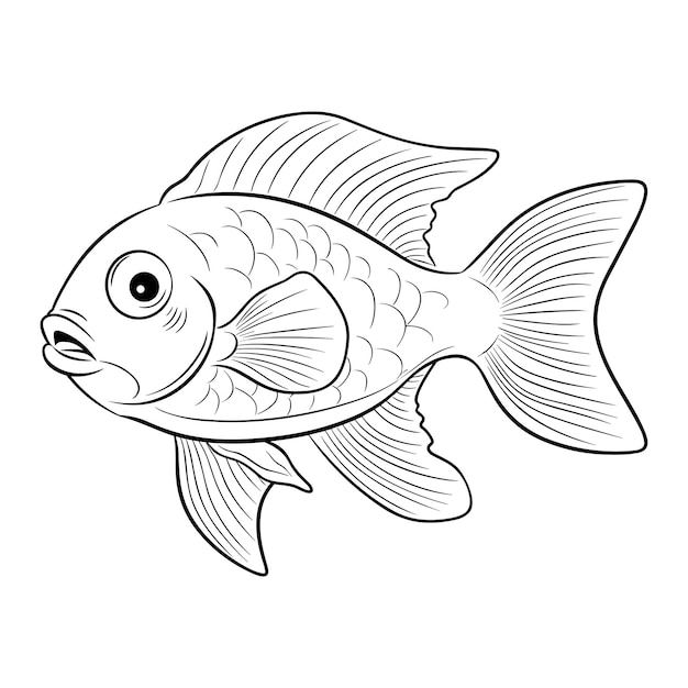 Colorful Fish Illustrations Artistic Kids Coloring Book