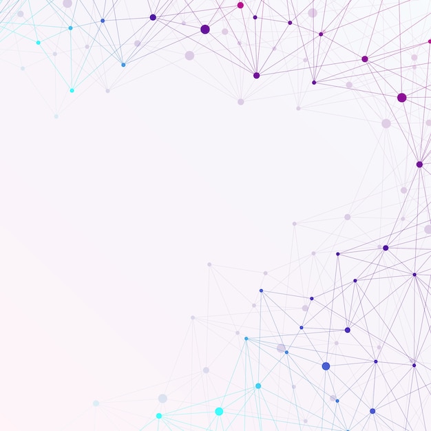 Colorful graphic background with connected line and dots. Molecule and communication background for your design and your text. Illustration.