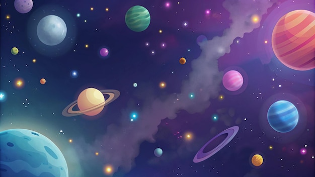 Colorful Planets in Space