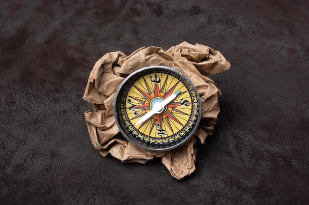 Compass as a concept of traveling and finding your life