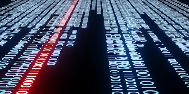 Computer virus encryption Digital binary data and secure data concept abstract technology background 3d illustration