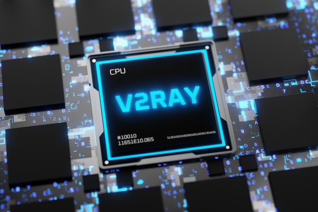 Concept of bypassing censorship on Internet Replacement of VPN for accessing Internet V2Ray tool is responsible for implementing network protocols and functions Freedom on the Internet 3d render