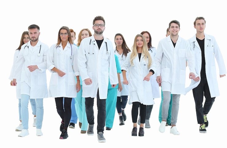 Fotografie confident group of medical professionals stepping forward