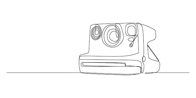 Continuous single one line of Polaroid camera isolated on white background