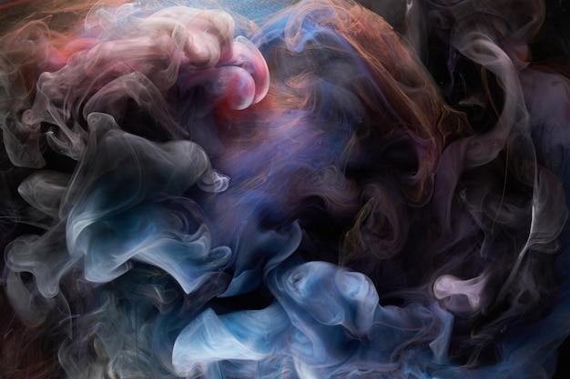 Contrasting multicolored ink abstract background Acrylic paint backdrop for perfume hookah cosmetics Mysterious smoke clouds colorful fog