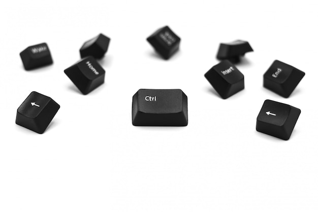 Control button of computer keyboard isolated on white background