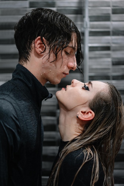 couple taking shower in bathroom
