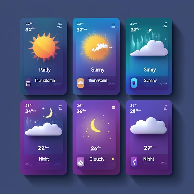 Create a modern weather app interface image