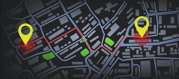 Creative dark map wallpaper with location marks GPS innovation and navigation concept 3D Rendering