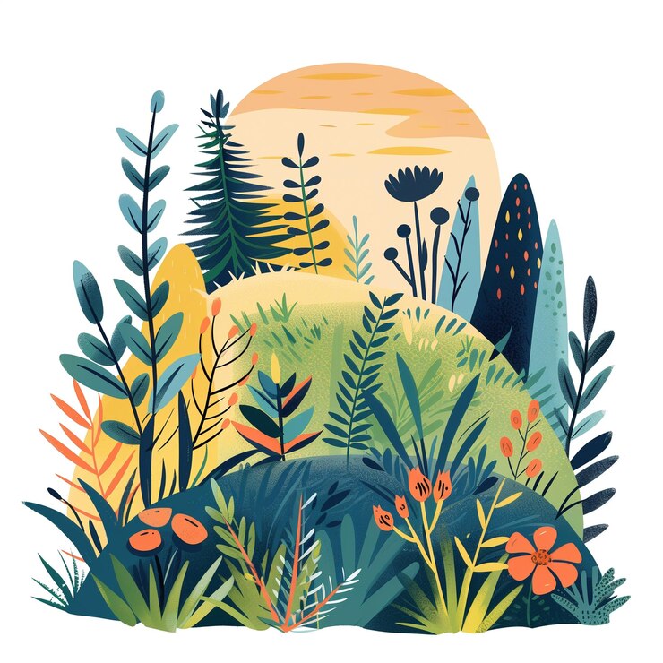 Fotografie creative floral illustration with vibrant colors and bold garden design