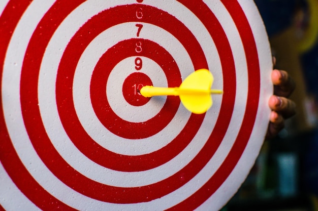 Cropped hand of person holding dartboard