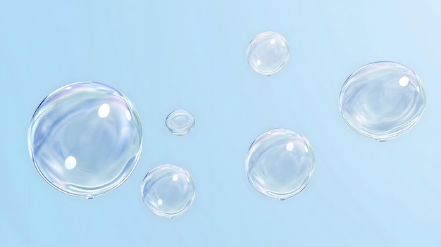 Crystal Clear Water Droplets on Light Blue Background