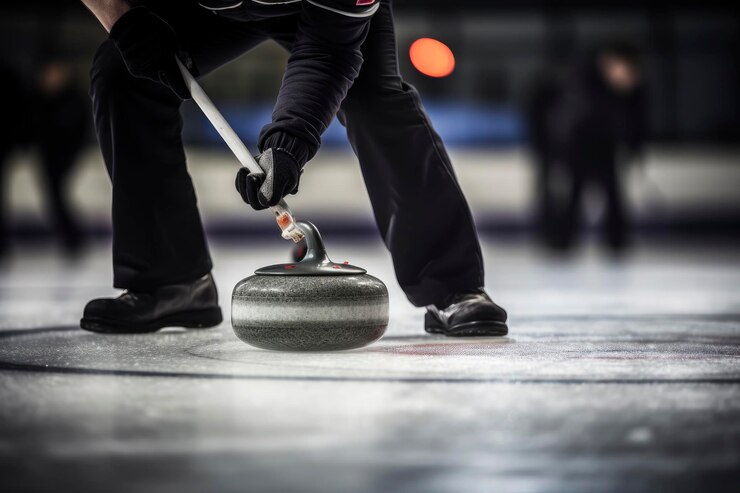 Fotografie curling team playing on the ice