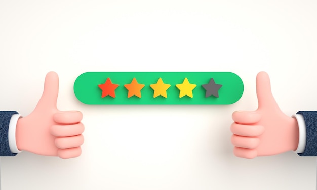 Customer hand review feedback 4 star rating for positive feedback