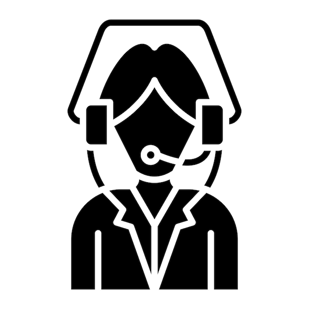 Customer Operator Glyph Solid Black Illustration