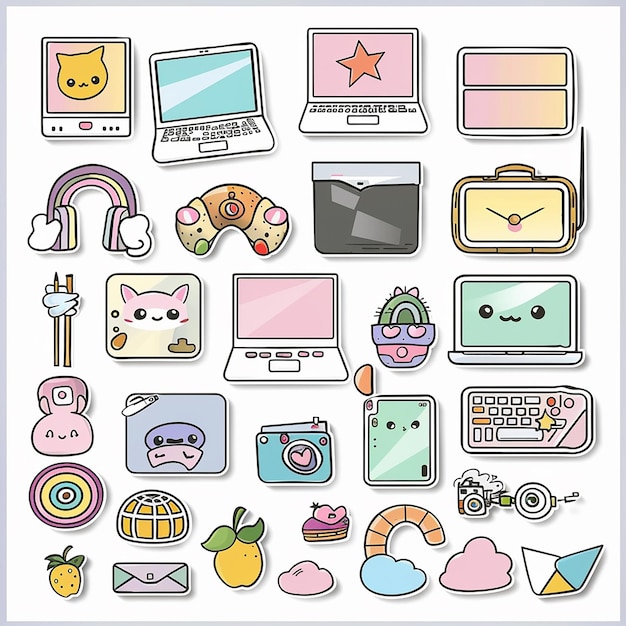 cute laptop planner sticker set