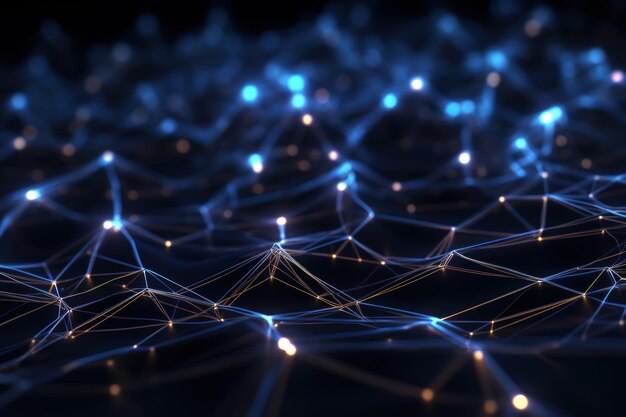 Cyber big data flow Blockchain Black data fields Network line connect stream Concept of AI technolog
