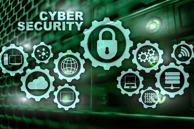 cyber security network data protection privacy concept on datacenter background