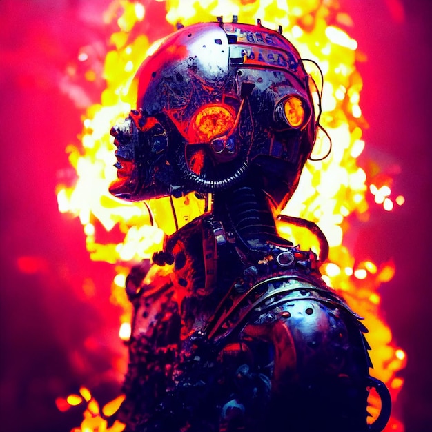 cyberpunk man portrait futuristic neon style