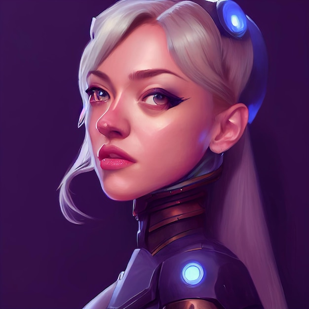 Cyberpunk woman portrait futuristic neon style