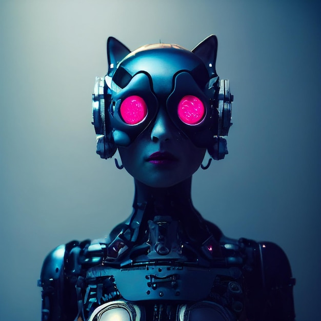 cyberpunk woman portrait futuristic neon style