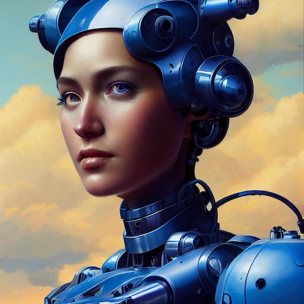 cyberpunk woman portrait futuristic neon style