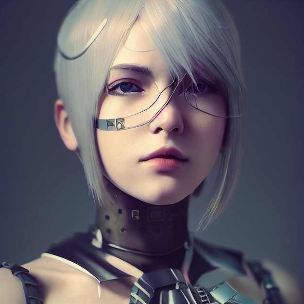 cyberpunk woman portrait futuristic neon style