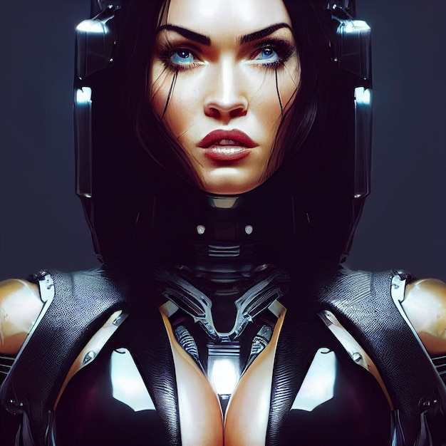 cyberpunk woman portrait futuristic neon style