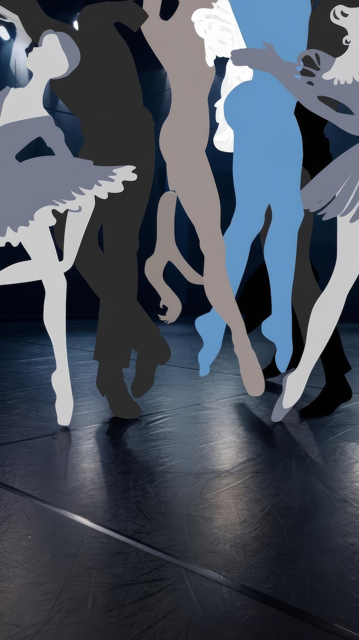 Fotografie dancing people on the dance floor people are dancing legs close up silhouettes of dancing people