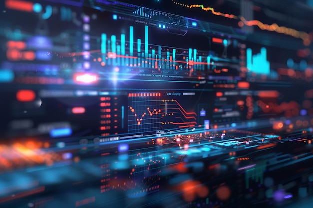 Data analysis chart using artificial intelligence technology business growth perception