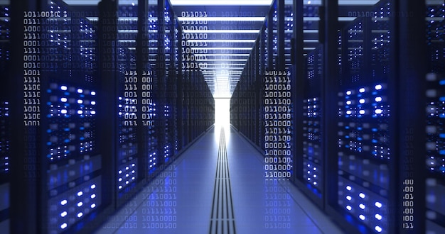 Data Center Computer Racks In Network Security Server Room Cryptocurrency Mining
