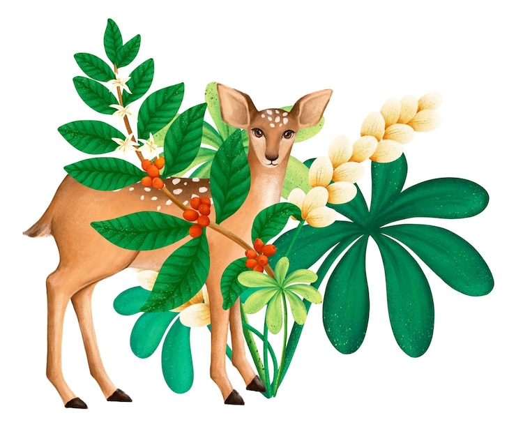 Fotografie deer wildlife png sticker cute animal illustration transparent background
