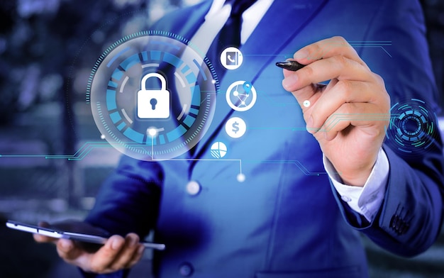 Digital composite image of businessman