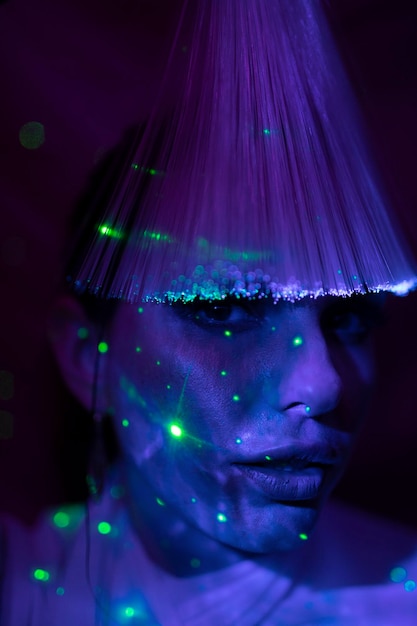 digital composite image of woman using smart phone