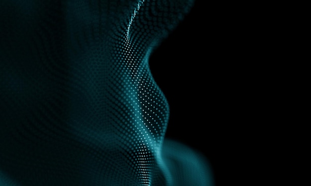 Digital data technology wave Particle sound wave concept Big data and data science wave background