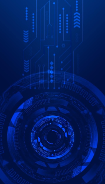 Digital electronic technology concept background Motion blur circuit board ondark blue backdrop