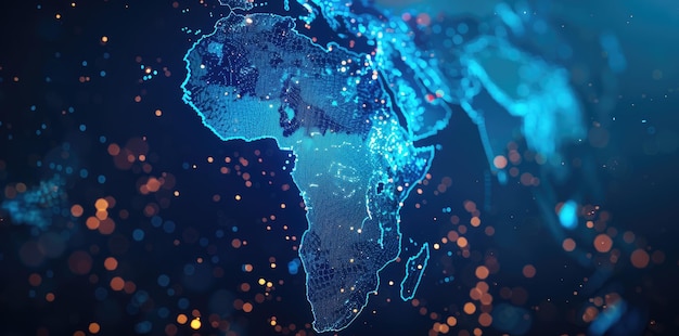 digital map of Africa with a global network
