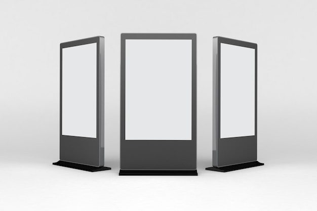 Digital Signages V.1 Front and Side View Isolated In White Background
